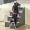 PawHut Pet Stairs Small Dog Steps for Couch Bed with Cushioned Cover Grey