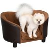 Dog Sofa, Cat Couch with Removable Washable Cushion, Elevated Pet Cat Sofa for Miniature Dogs, White