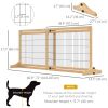41"-72" Wooden Freestanding Pet Gate with Support Feet, for Small Medium Dogs, Natural