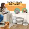 6-30lb Dog Food Storage Container Collapsible Design with Airtight Lids, Rolling Wheels, Cup, Bowl, Spoon, Grey