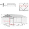 13.1' x 7.5' x 4.9' Outdoor Dog Kennel Dog Run with Waterproof, UV Resistant Cover for Medium Large Sized Dogs, Silver
