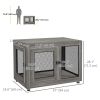 Pet Crate End Table with Water-resistant Cushion or Large Medium Dogs, Grey