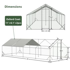 Large Metal Chicken Coop, Walk-in Chicken Run, Galvanized Wire Poultry Chicken Hen Pen Cage, Rabbits Duck Cages With Waterproof And Anti-Ultravio (Option: 3x8m)