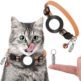 Pet Anti Lost Address Pendant Collar With Bell For Airtag (Color: Orange, type: Pet Supplies)