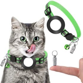 Pet Anti Lost Address Pendant Collar With Bell For Airtag (Color: Green, type: Pet Supplies)